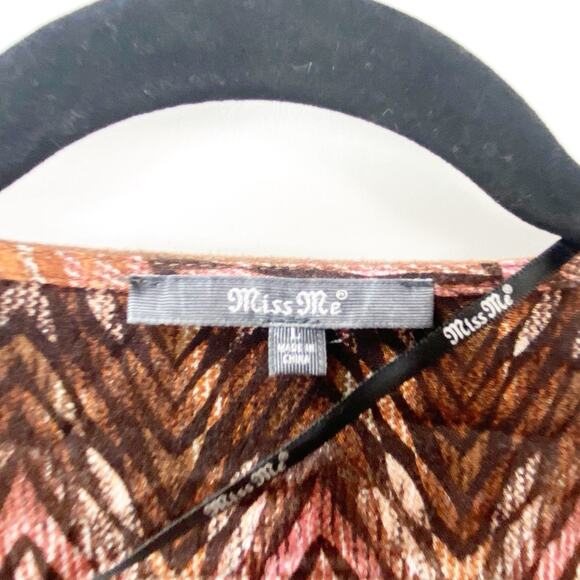 2/$30 Miss Me L Womens Brown Chevron Sleeveless Open Front Western Vest Cardigan - Picture 5 of 9